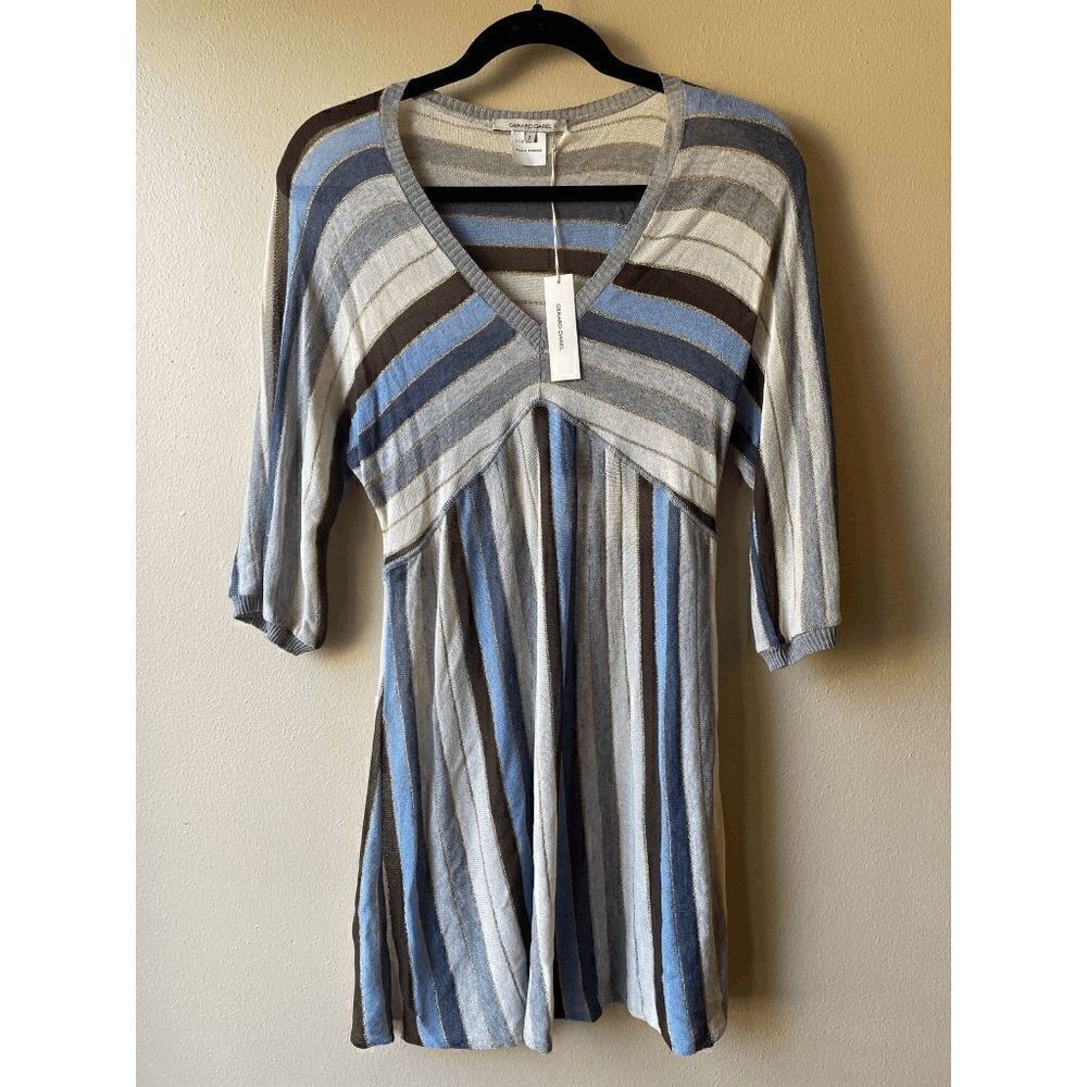 Gerard Darel Striped Half Sleeve Sheer Tunic Size 2 NWT